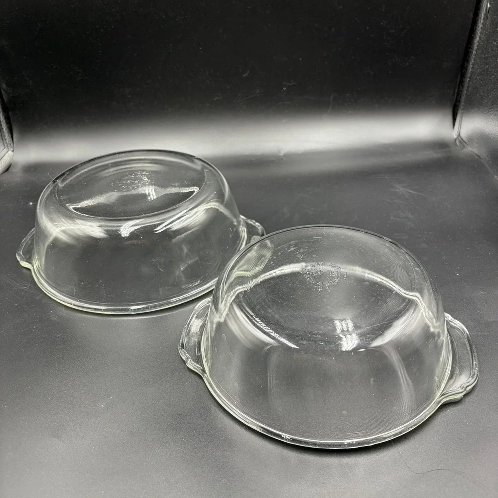 Vintage Fire-King Anchor Hocking Clear‎ Glass 1 Q 1.5Qt Baking Dishes USA  Set 2